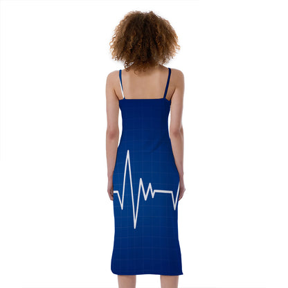 Heartbeat Cardiogram Print Slim Fit Midi Cami Dress