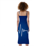 Heartbeat Cardiogram Print Slim Fit Midi Cami Dress