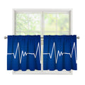 Heartbeat Cardiogram Print Tier Curtains