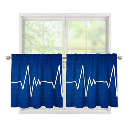 Heartbeat Cardiogram Print Tier Curtains