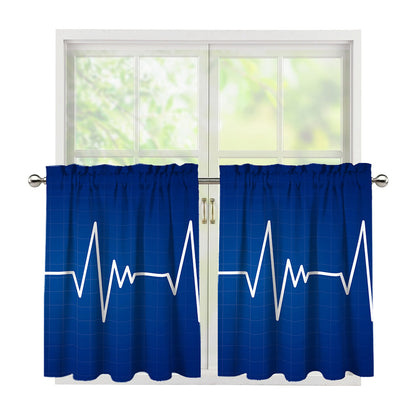 Heartbeat Cardiogram Print Tier Curtains