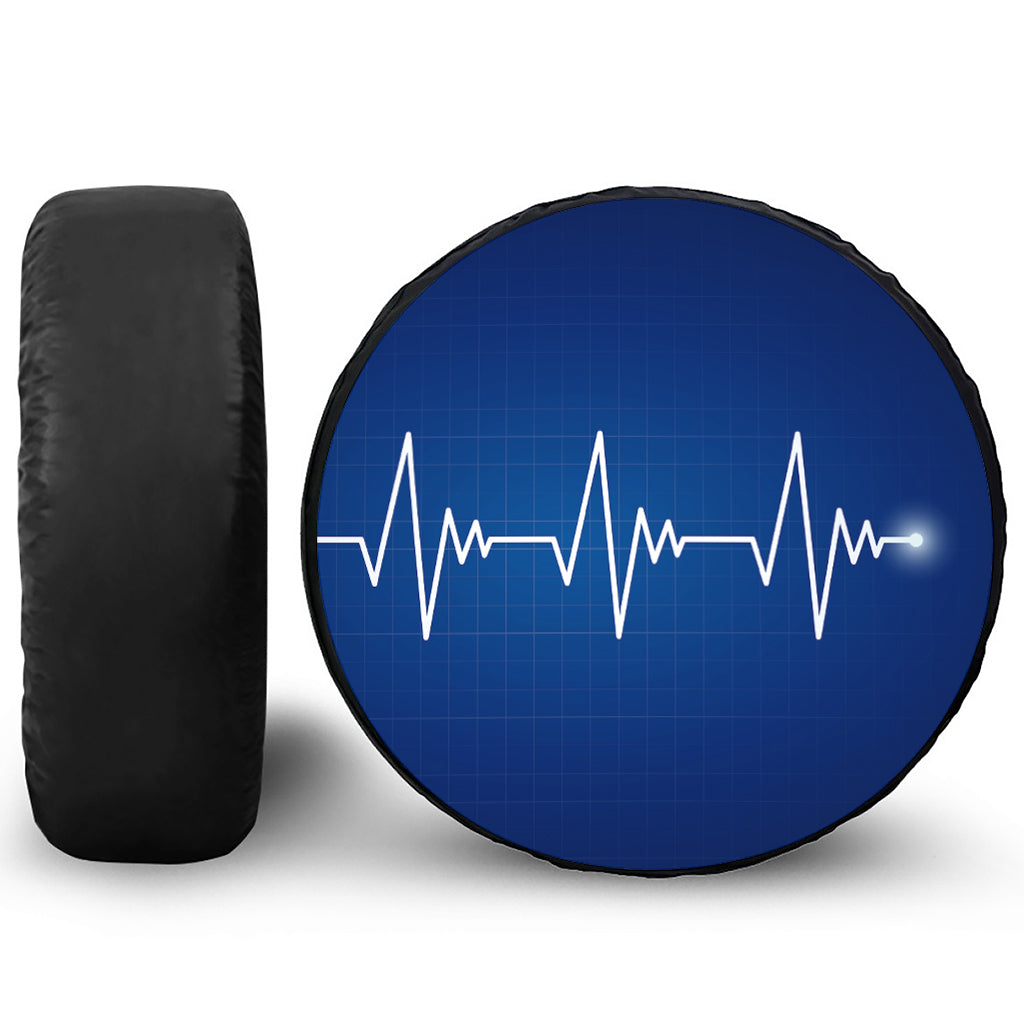 Heartbeat Cardiogram Print Tire Cover