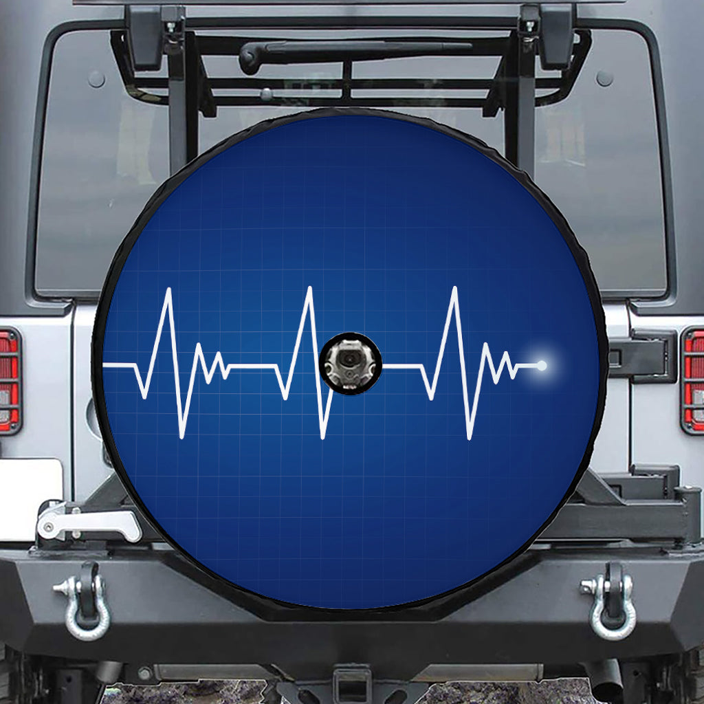 Heartbeat Cardiogram Print Tire Cover With Camera Hole