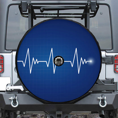 Heartbeat Cardiogram Print Tire Cover With Camera Hole