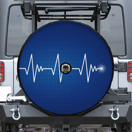 Heartbeat Cardiogram Print Tire Cover With Camera Hole