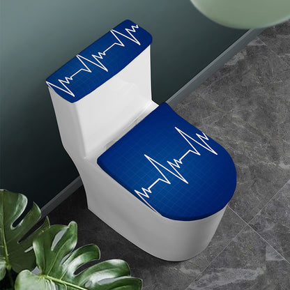 Heartbeat Cardiogram Print Toilet Lid And Tank Cover Set