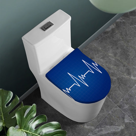 Heartbeat Cardiogram Print Toilet Lid Cover