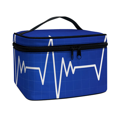 Heartbeat Cardiogram Print Travel Makeup Bag