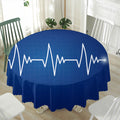 Heartbeat Cardiogram Print Waterproof Round Tablecloth