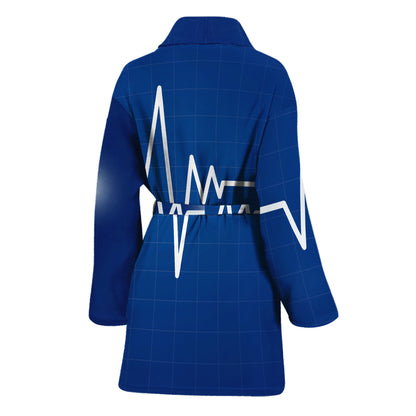 Heartbeat Cardiogram Print Women's Bathrobe