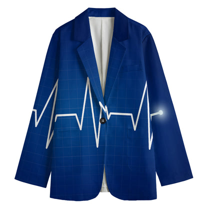 Heartbeat Cardiogram Print Women's Blazer