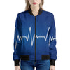 Heartbeat Cardiogram Print Women's Bomber Jacket