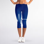 Heartbeat Cardiogram Print Women's Capri Leggings