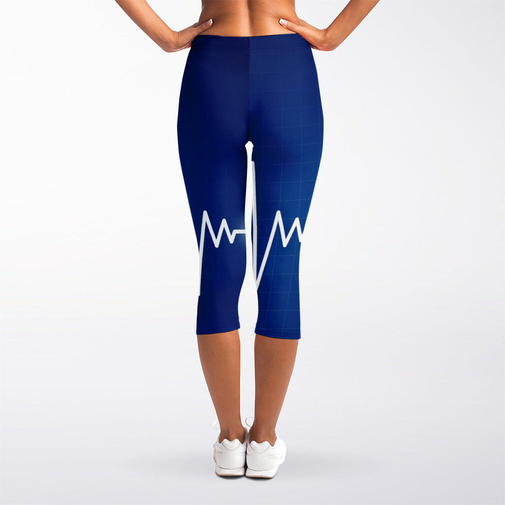 Heartbeat Cardiogram Print Women's Capri Leggings