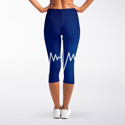 Heartbeat Cardiogram Print Women's Capri Leggings
