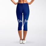 Heartbeat Cardiogram Print Women's Capri Leggings