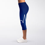Heartbeat Cardiogram Print Women's Capri Leggings