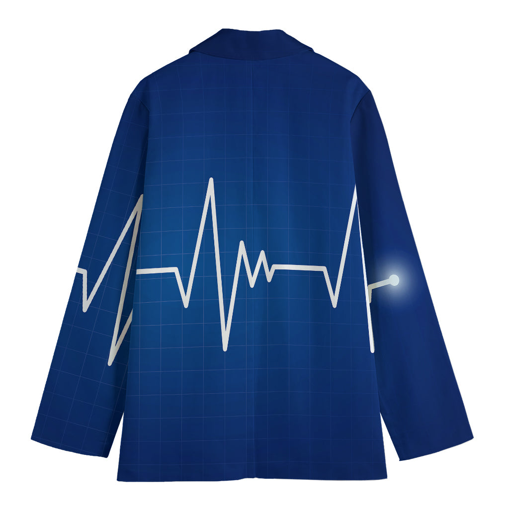 Heartbeat Cardiogram Print Women's Cotton Blazer