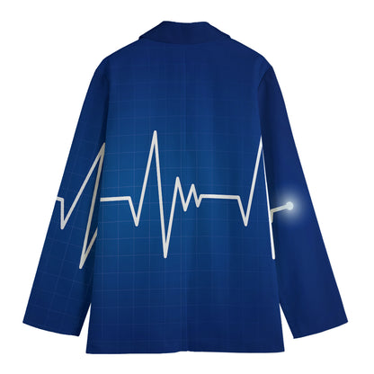Heartbeat Cardiogram Print Women's Cotton Blazer