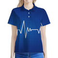 Heartbeat Cardiogram Print Women's Polo Shirt