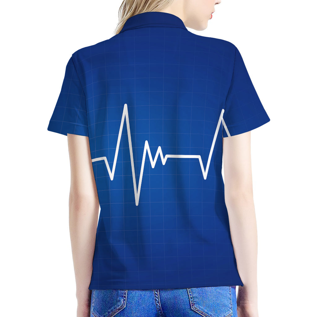 Heartbeat Cardiogram Print Women's Polo Shirt