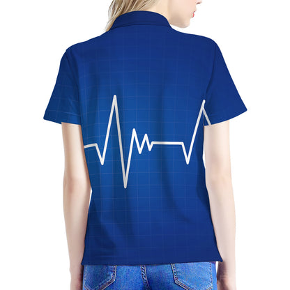 Heartbeat Cardiogram Print Women's Polo Shirt