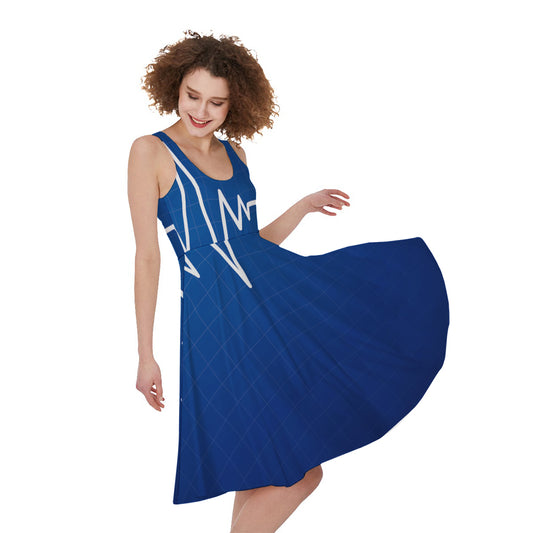 Heartbeat Cardiogram Print Women's Sleeveless Dress