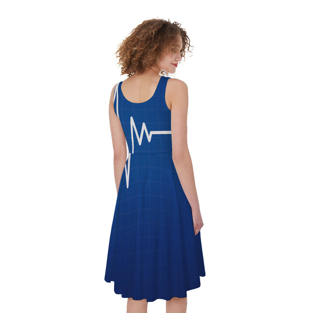 Heartbeat Cardiogram Print Women's Sleeveless Dress