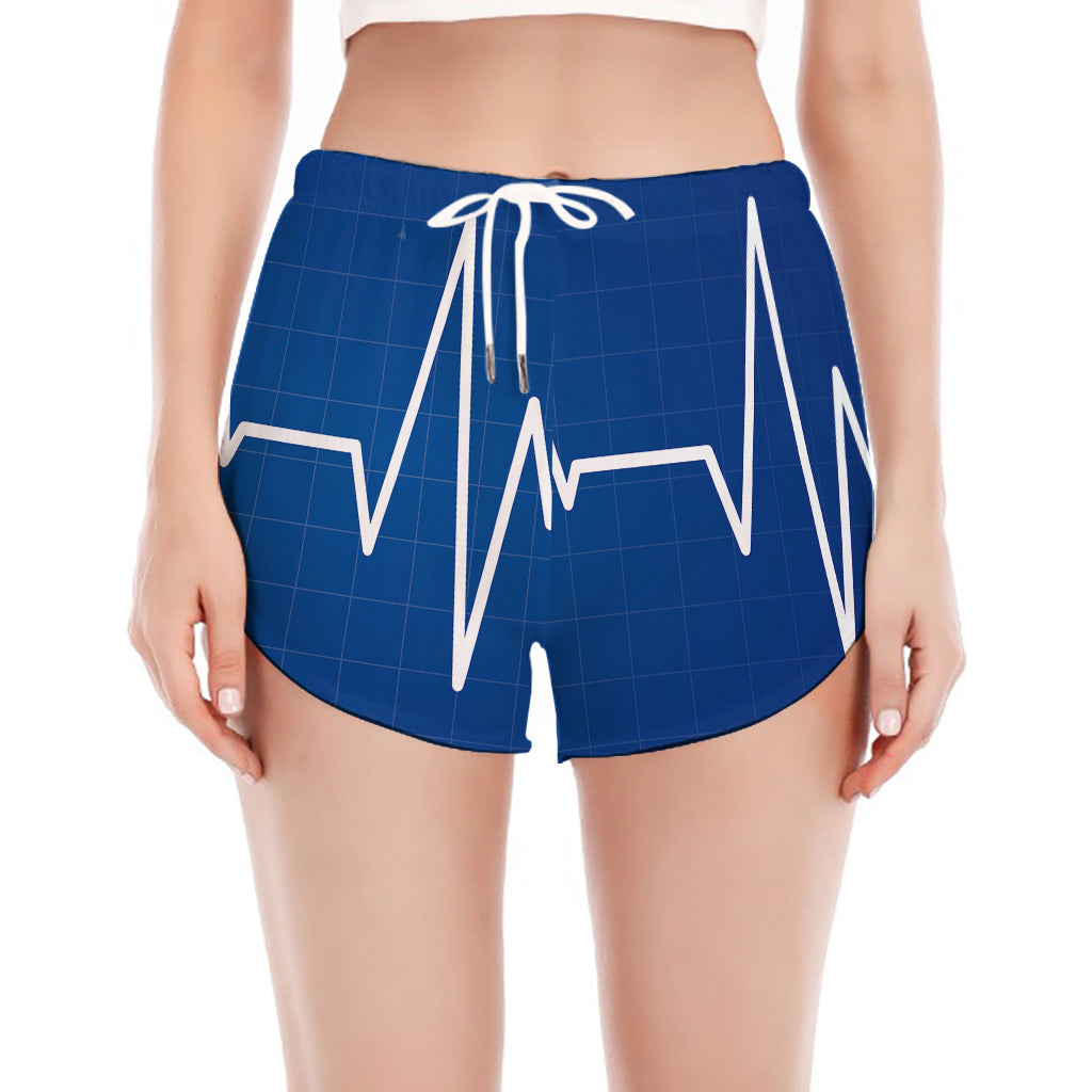 Heartbeat Cardiogram Print Women's Split Running Shorts