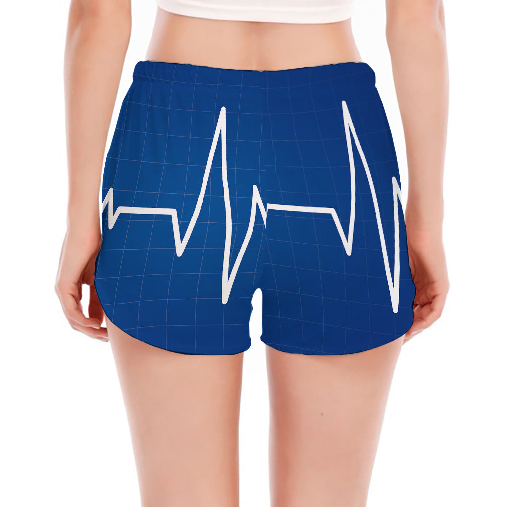 Heartbeat Cardiogram Print Women's Split Running Shorts