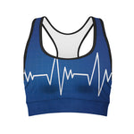 Heartbeat Cardiogram Print Women's Sports Bra