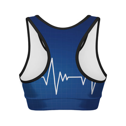 Heartbeat Cardiogram Print Women's Sports Bra