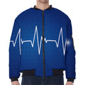Heartbeat Cardiogram Print Zip Sleeve Bomber Jacket