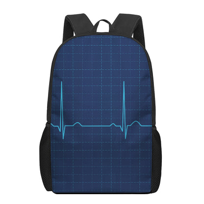 Heartbeat Electrocardiogram Print 17 Inch Backpack