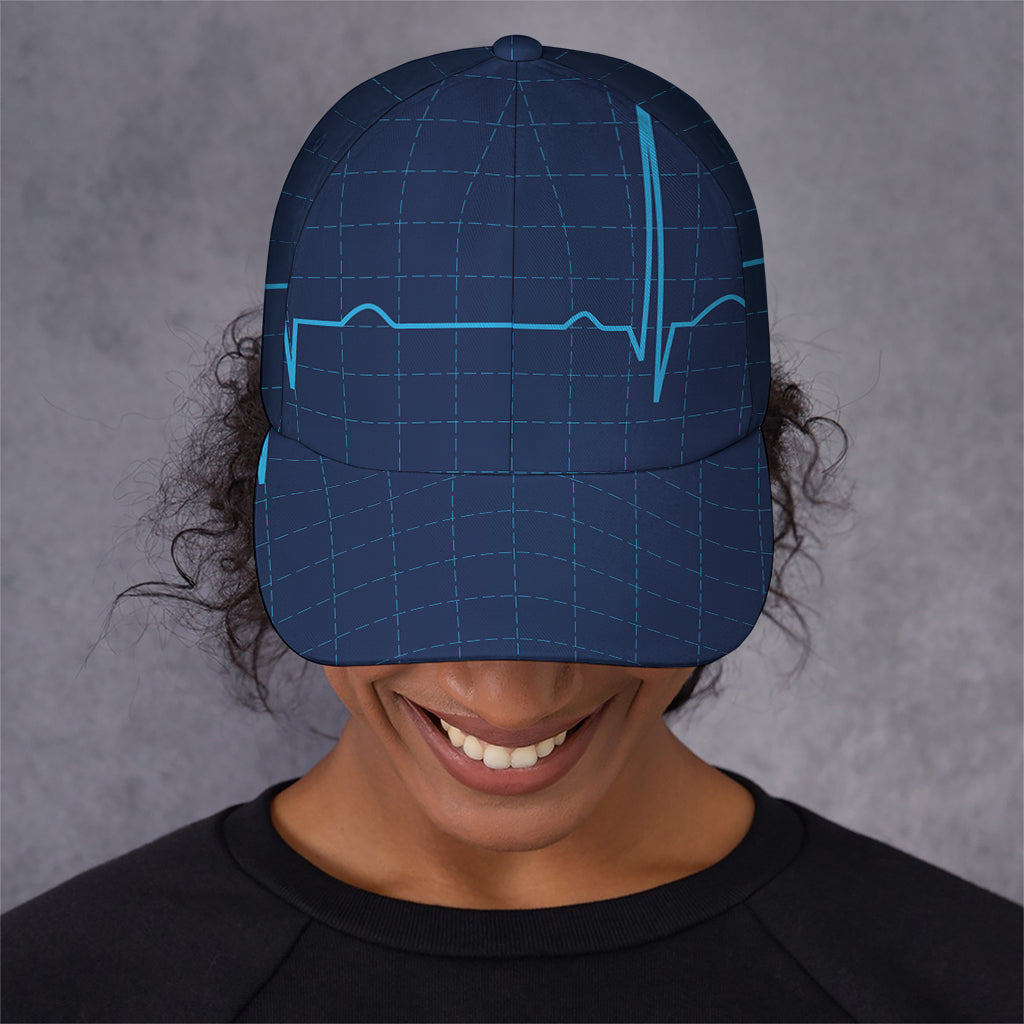 Heartbeat Electrocardiogram Print Baseball Cap