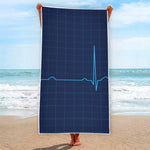 Heartbeat Electrocardiogram Print Beach Towel