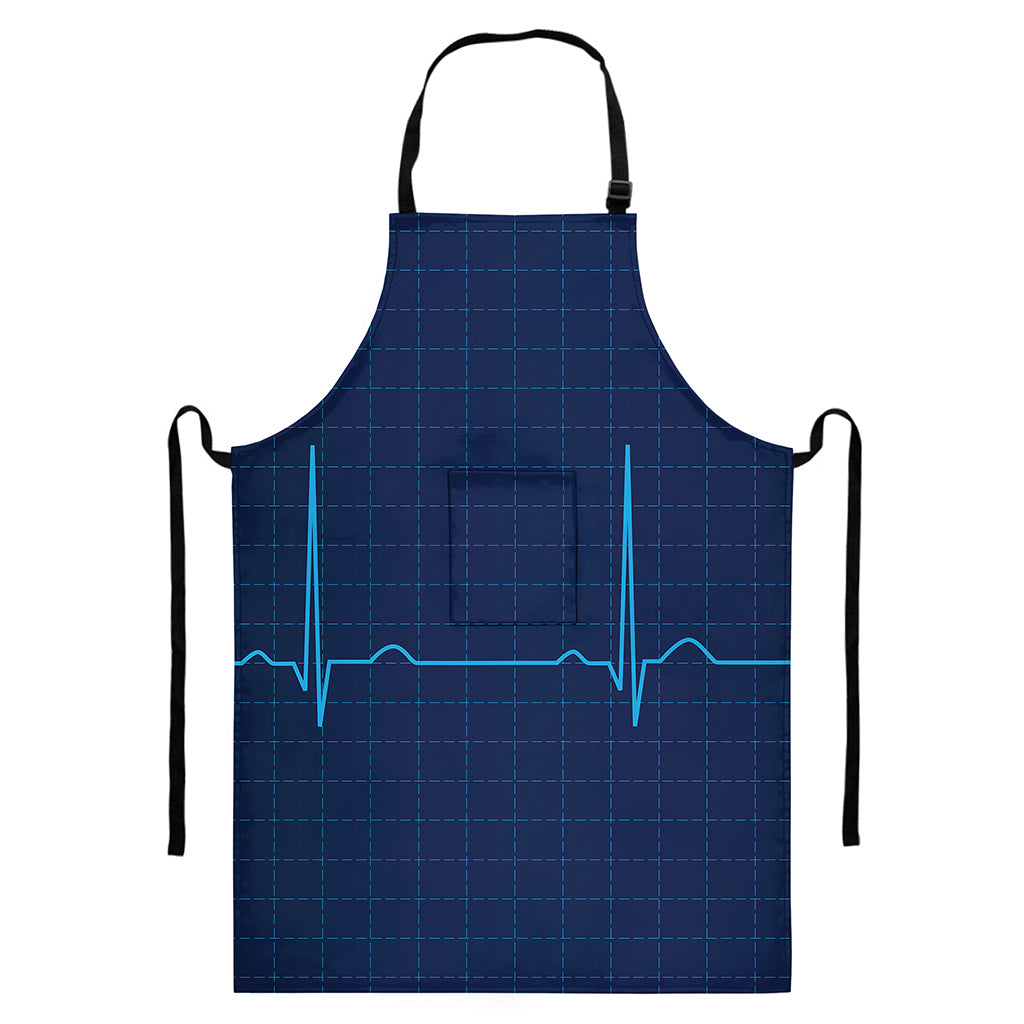 Heartbeat Electrocardiogram Print Bib Apron With Pocket
