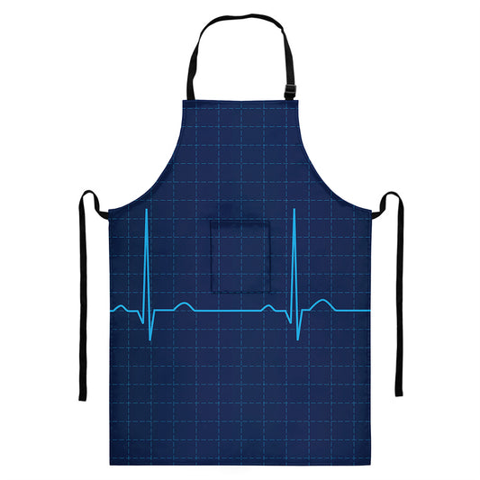 Heartbeat Electrocardiogram Print Bib Apron With Pocket