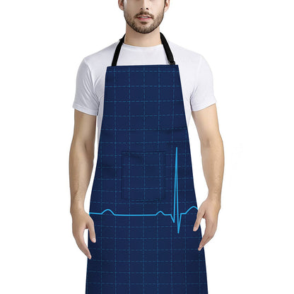 Heartbeat Electrocardiogram Print Bib Apron With Pocket