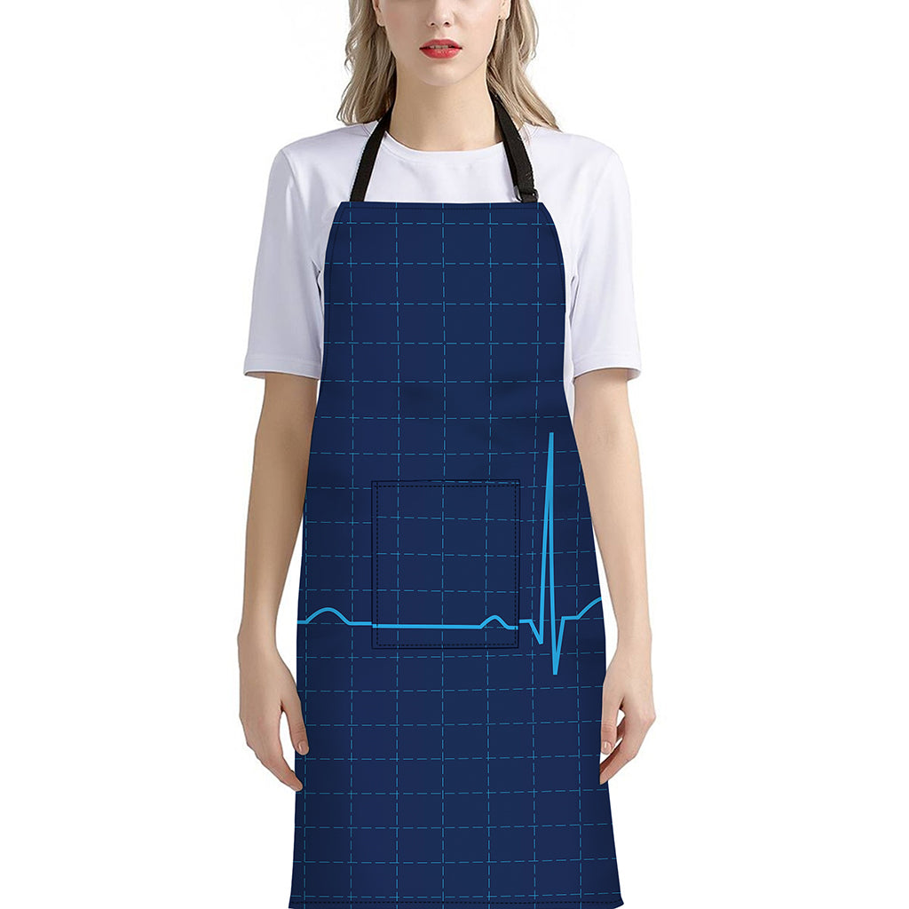 Heartbeat Electrocardiogram Print Bib Apron With Pocket