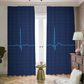 Heartbeat Electrocardiogram Print Dimout Pencil Pleat Curtains