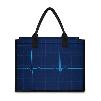 Heartbeat Electrocardiogram Print Canvas Tote Bag
