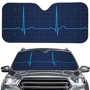 Heartbeat Electrocardiogram Print Car Windshield Sun Shade