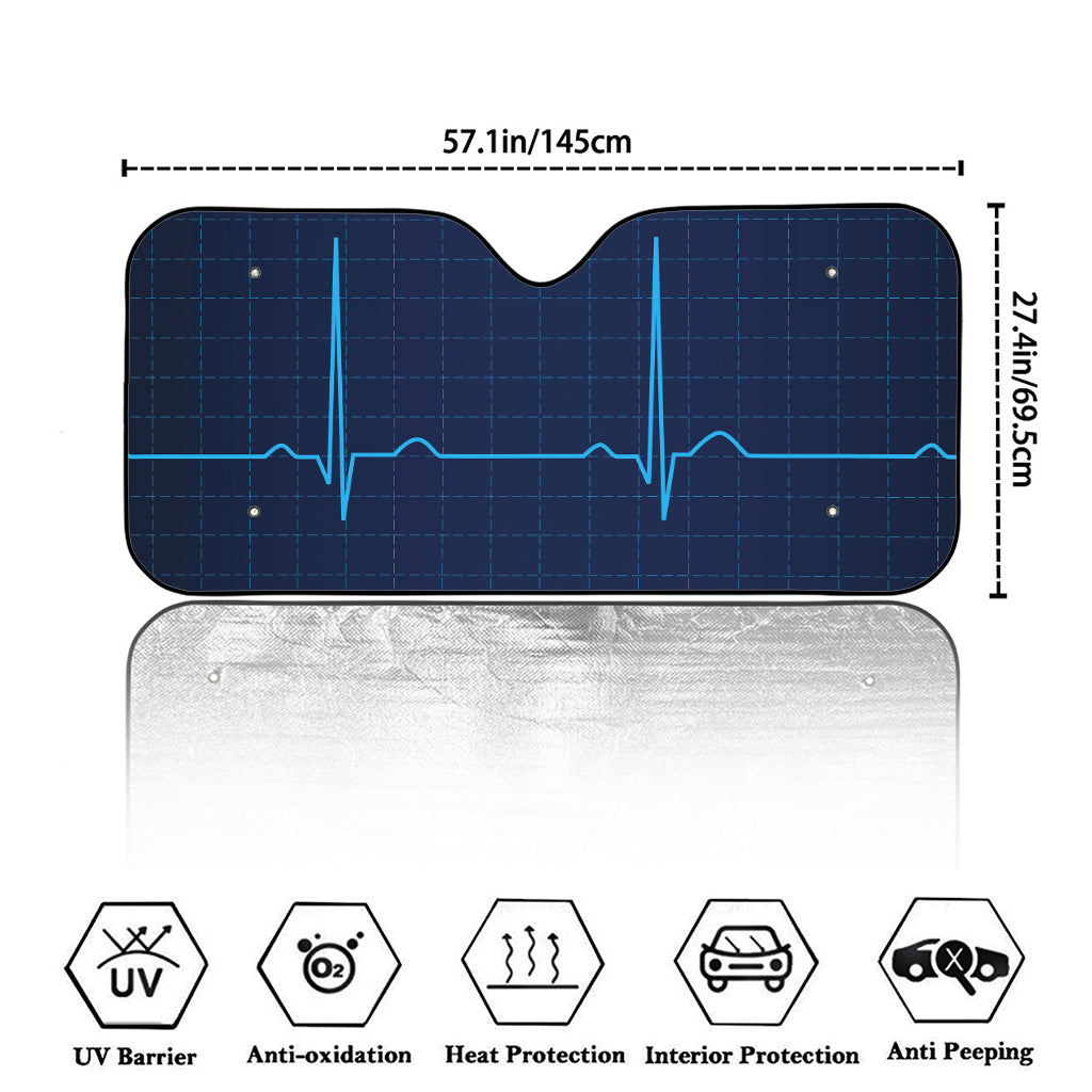 Heartbeat Electrocardiogram Print Car Windshield Sun Shade