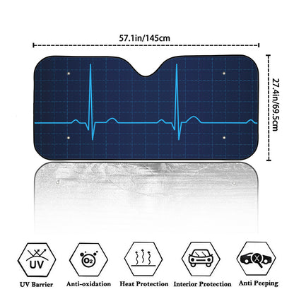 Heartbeat Electrocardiogram Print Car Windshield Sun Shade