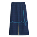 Heartbeat Electrocardiogram Print Cotton Front Slit Maxi Skirt