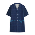 Heartbeat Electrocardiogram Print Cotton Hawaiian Shirt