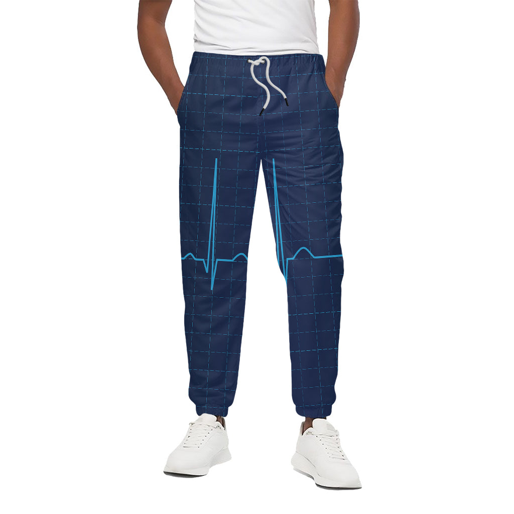 Heartbeat Electrocardiogram Print Cotton Pants