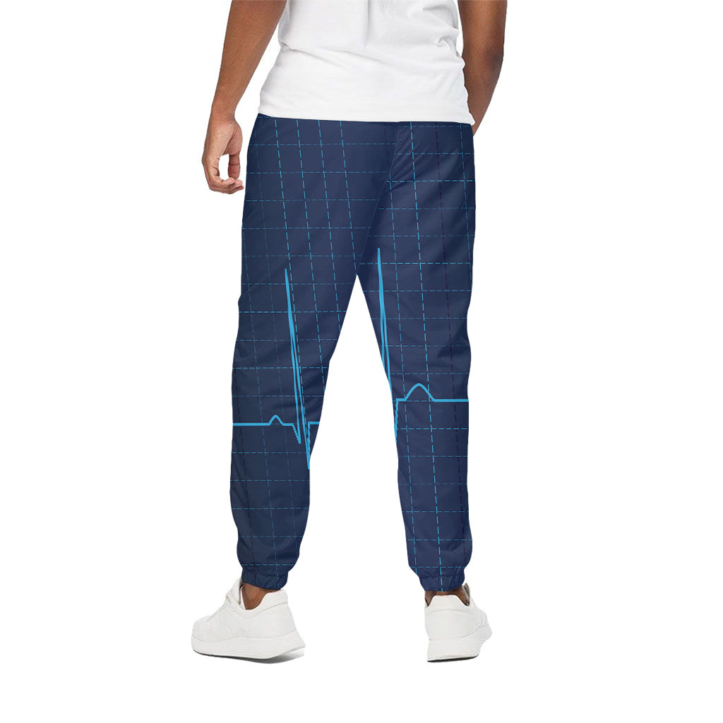 Heartbeat Electrocardiogram Print Cotton Pants