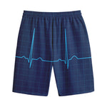 Heartbeat Electrocardiogram Print Cotton Shorts